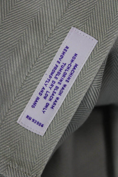Brooks Brothers Mens Gray Herringbone Cotton Cashmere Button-Up Shirt Size L