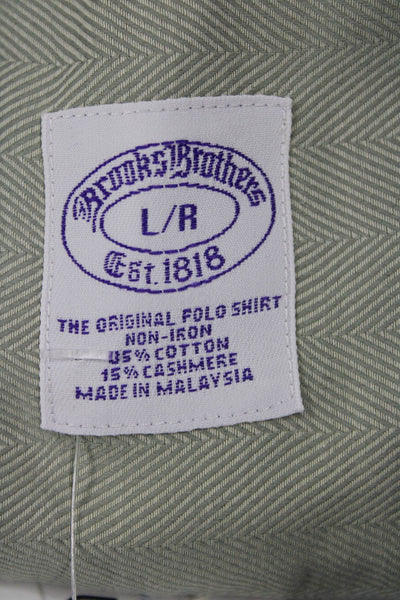 Brooks Brothers Mens Gray Herringbone Cotton Cashmere Button-Up Shirt Size L