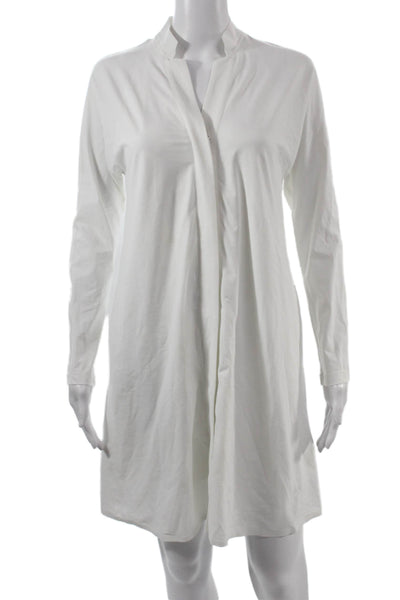 Aday Womens Shirt Dress White Long Sleeve Mock Neck Size XS