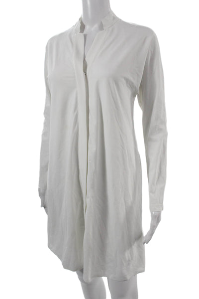Aday Womens Shirt Dress White Long Sleeve Mock Neck Size XS