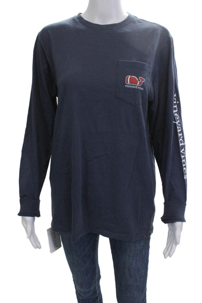 Vineyard Vines Mens Graphic Crew Long Sleeve T-Shirt Dark Blue Size XL
