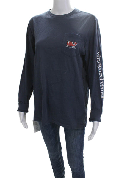 Vineyard Vines Mens Graphic Crew Long Sleeve T-Shirt Dark Blue Size XL