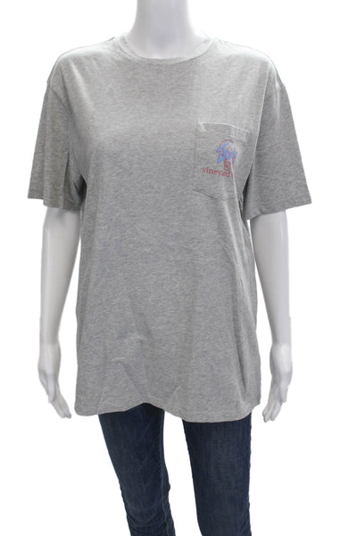 Vineyard Vines Mens Gray Beer Graphic Crew Neck Cotton T-Shirt Size S