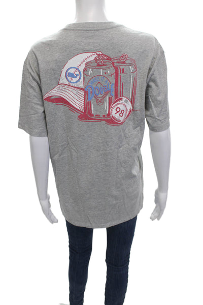 Vineyard Vines Mens Gray Beer Graphic Crew Neck Cotton T-Shirt Size S