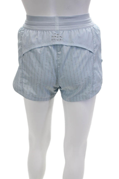 Nike Unisex Light Blue Striped Nylon Blend Drawstring Sports Shorts Size XS