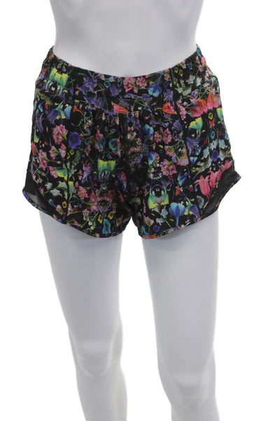 Lululemon Womens Floral Black Shorts Nylon Blend Zip Size 2XS