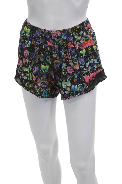 Lululemon Womens Floral Black Shorts Nylon Blend Zip Size 2XS
