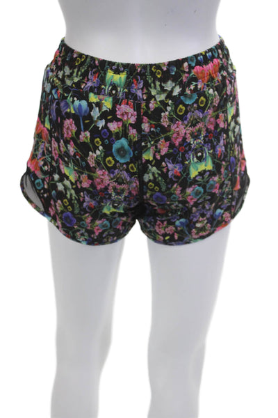 Lululemon Womens Floral Black Shorts Nylon Blend Zip Size 2XS