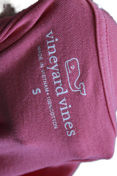 Vineyard Vines Women Pink Christmas T-Shirt Long Sleeve Crew Neck Cotton Size S