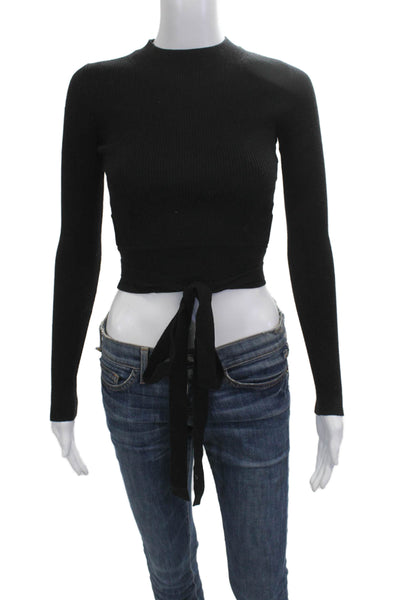 Wilfred Women Cropped Mock Neck Long Sleeve Top Black Size XS