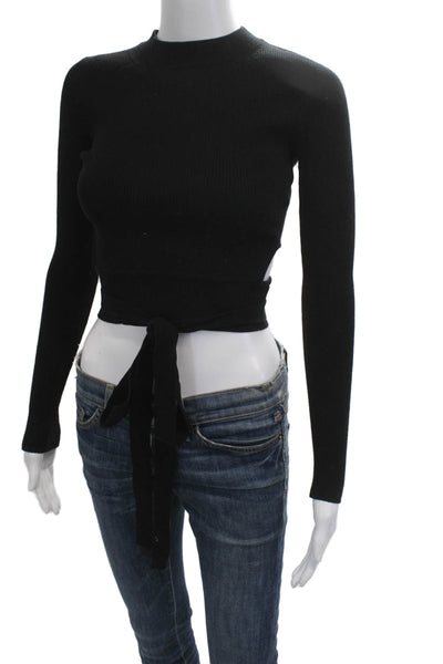 Wilfred Women Cropped Mock Neck Long Sleeve Top Black Size XS