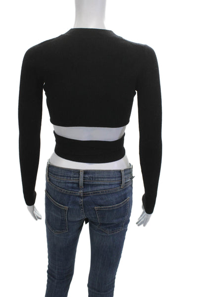 Wilfred Women Cropped Mock Neck Long Sleeve Top Black Size XS