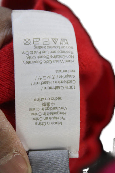 J Crew Womens Cashmere V Neck Cardigan Red 3/4 Sleeve Size S