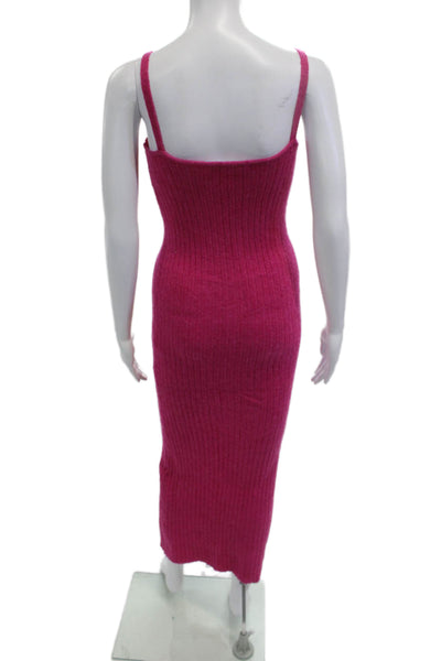 Zara Women Bodycon Sweater Dress Pink V Neck Sleeveless Wool Blend Size S
