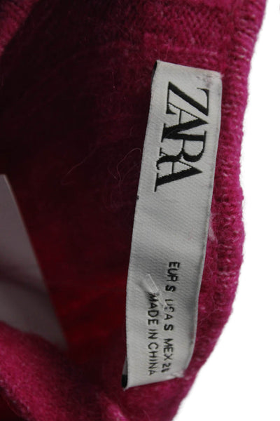 Zara Women Bodycon Sweater Dress Pink V Neck Sleeveless Wool Blend Size S
