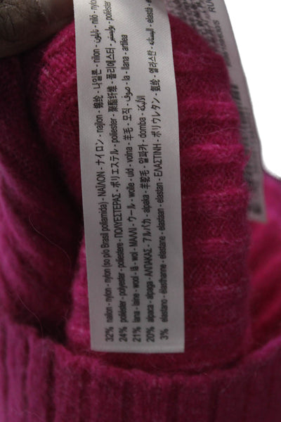 Zara Women Bodycon Sweater Dress Pink V Neck Sleeveless Wool Blend Size S