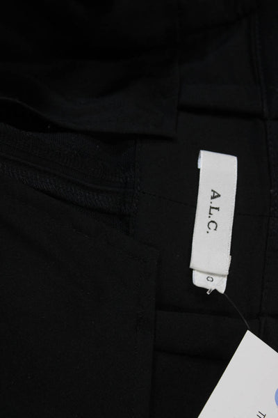 ALC Women Paperbag Ankle Cropped Dress Pants Black Buckle Cotton Tencel Size 0