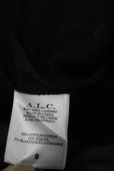 ALC Women Paperbag Ankle Cropped Dress Pants Black Buckle Cotton Tencel Size 0