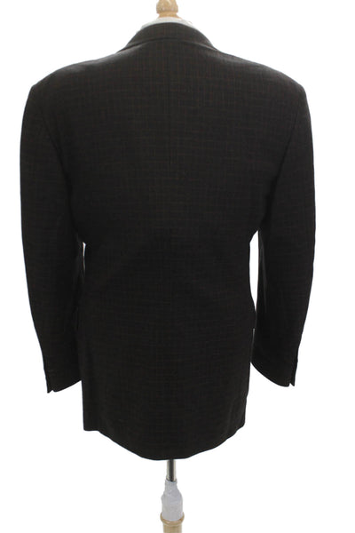 Canali Mens Dark Gray Wool Check Suit Jacket Size 42