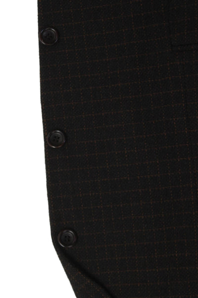 Canali Mens Dark Gray Wool Check Suit Jacket Size 42