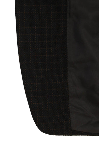 Canali Mens Dark Gray Wool Check Suit Jacket Size 42