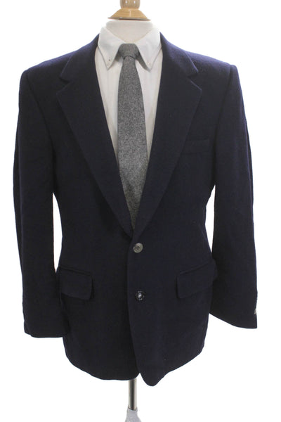 Peterborough Row Mens Cashmere Dark Blue Classic Collared Blazer Size 42