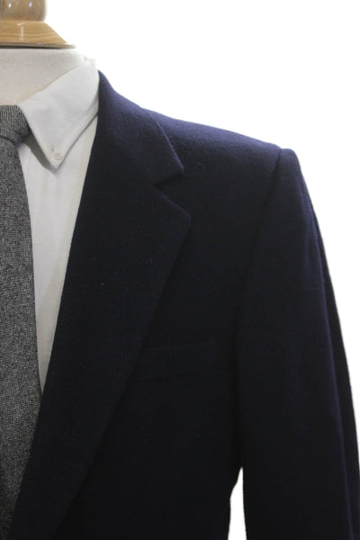 Peterborough Row Mens Cashmere Dark Blue Classic Collared Blazer Size 42