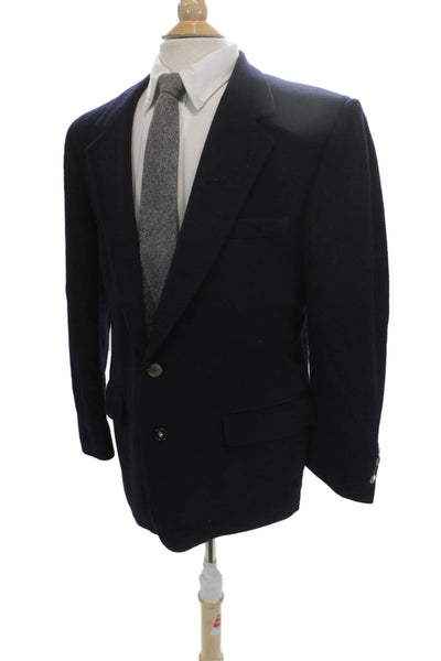Peterborough Row Mens Cashmere Dark Blue Classic Collared Blazer Size 42
