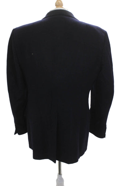 Peterborough Row Mens Cashmere Dark Blue Classic Collared Blazer Size 42