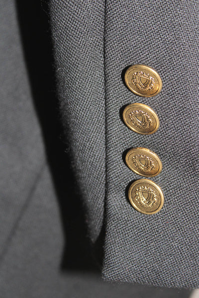Club Room Men Black Cotton Blend Solid Button Blazer Size 42