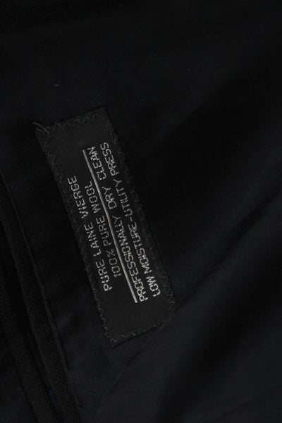 Club Room Men Black Cotton Blend Solid Button Blazer Size 42