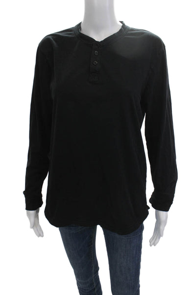 Monrow Mens Band Long Sleeve Button Solid 100% Cotton Top Size S