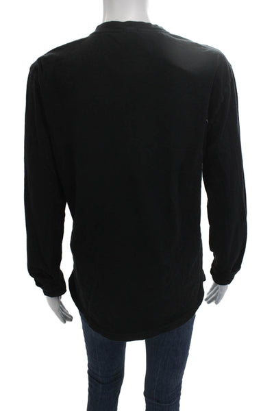 Monrow Mens Band Long Sleeve Button Solid 100% Cotton Top Size S