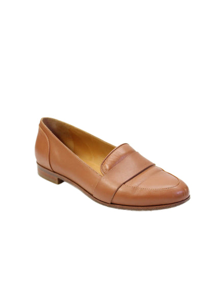 Sezane Womens Leather Slip On Loafers Brown Size 39 9