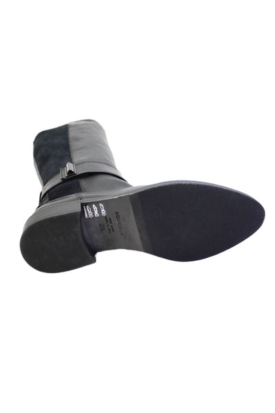 Aquatalia Womens Slip On Block Heel Knee High Boots Black Leather Size 7.5