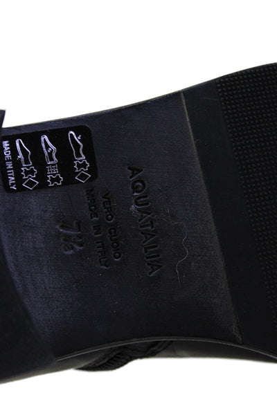 Aquatalia Womens Slip On Block Heel Knee High Boots Black Leather Size 7.5