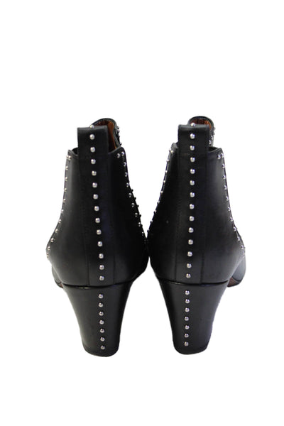 Givenchy Womens Leather Studded Stretch Inset Ankle Boots Black Size 38 8