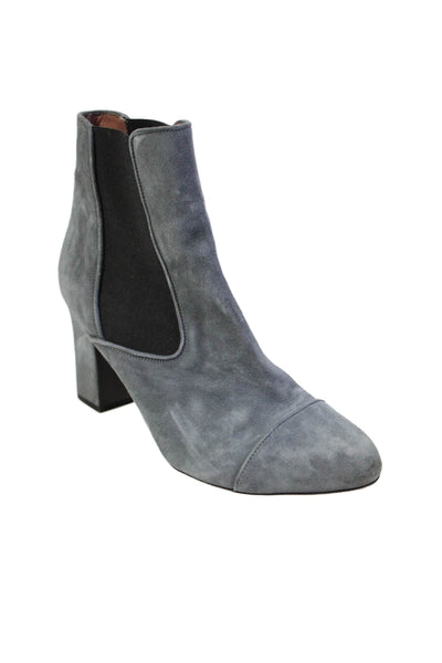 Tabitha Simmons Womens Suede Stretch Inset Ankle Boots Grey Black Size 39.5 9.5