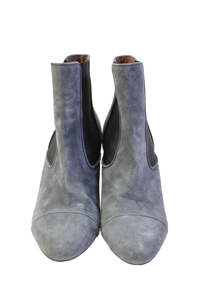 Tabitha Simmons Womens Suede Stretch Inset Ankle Boots Grey Black Size 39.5 9.5