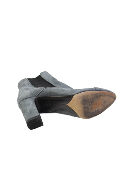 Tabitha Simmons Womens Suede Stretch Inset Ankle Boots Grey Black Size 39.5 9.5