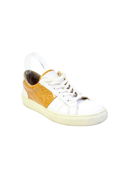 Canal St Martin Womens Leather Crocodile Print Sneakers White Size 39 9