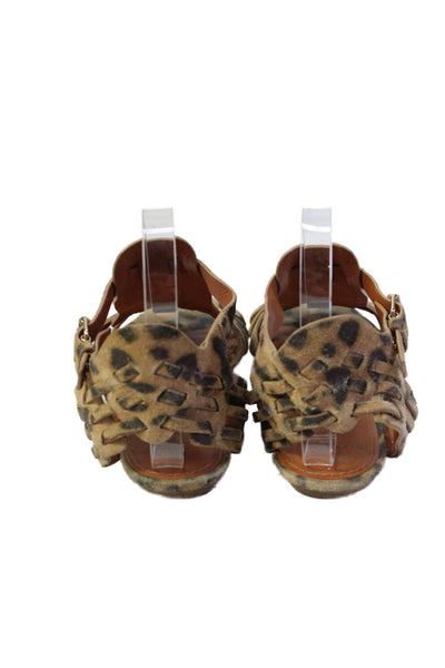 Givenchy Womens Animal Print Ankle Strap Sandals Brown Black Size 38 8