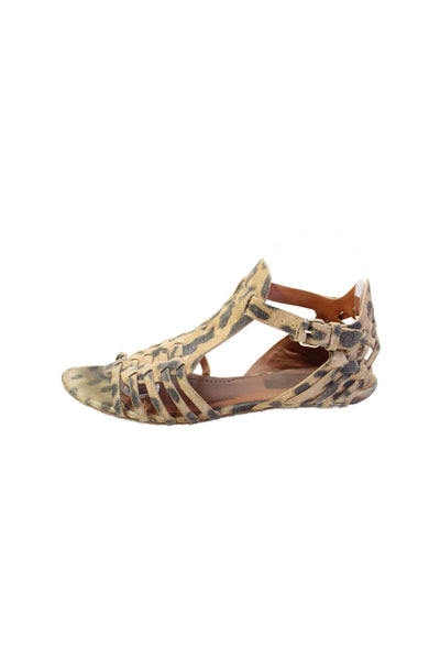 Givenchy Womens Animal Print Ankle Strap Sandals Brown Black Size 38 8