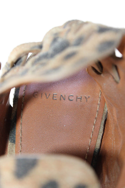 Givenchy Womens Animal Print Ankle Strap Sandals Brown Black Size 38 8