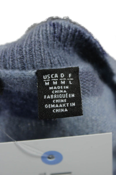 Saks Fifth Avenue Women Cashmere Blue Camouflage Pullover Sweater Size M
