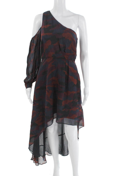 Joie Women Dark Blue Camouflage Silk Knee Length Dress Size 2