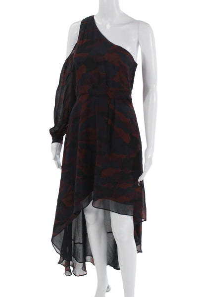 Joie Women Dark Blue Camouflage Silk Knee Length Dress Size 2