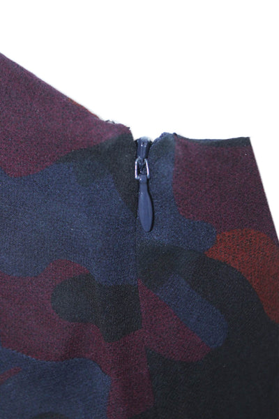 Joie Women Dark Blue Camouflage Silk Knee Length Dress Size 2