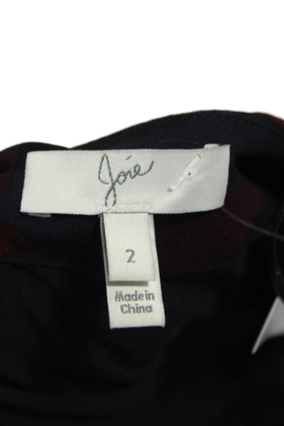 Joie Women Dark Blue Camouflage Silk Knee Length Dress Size 2