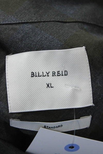 Billy Reid Mens Cotton Printed Collar Standard Button Down Shirt Green Size XL